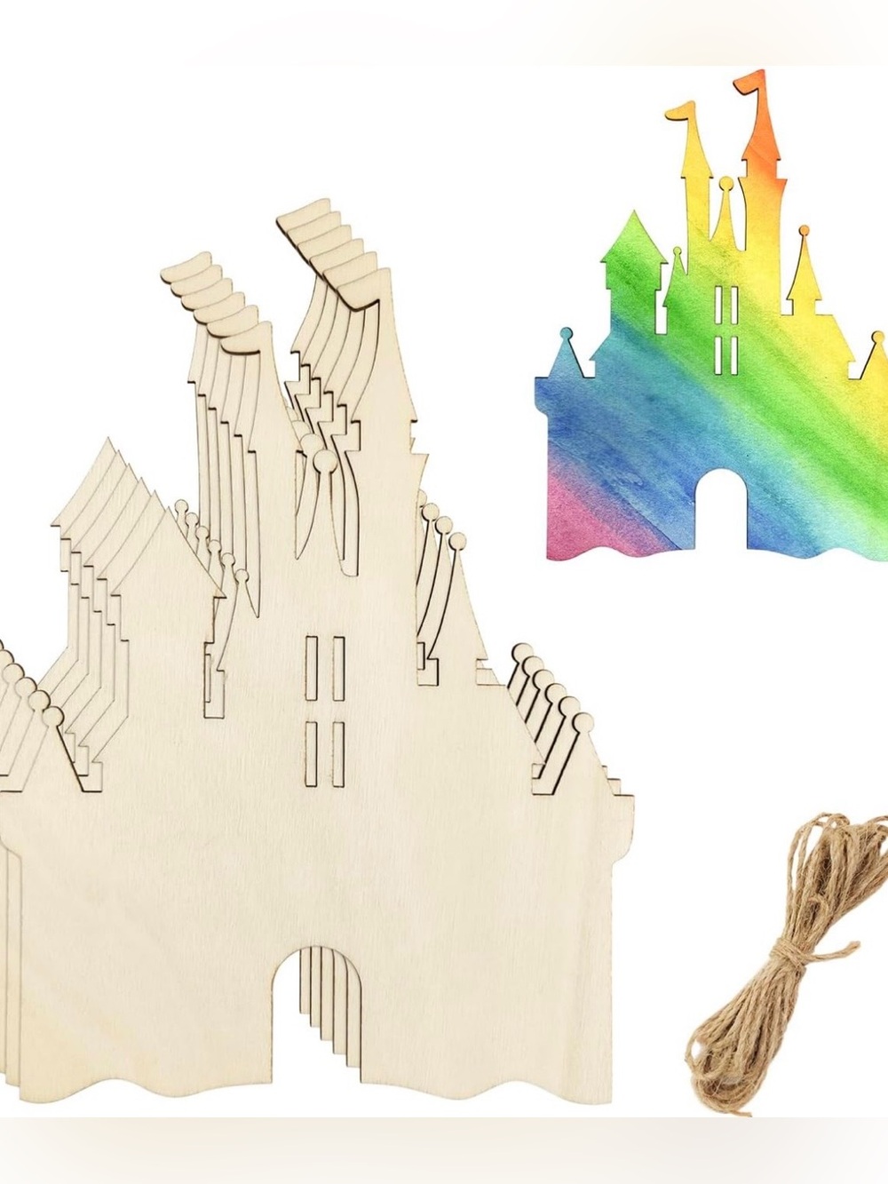 15 Pack 6 Inch Wood Castle Cutouts Unfinished Wood Castle